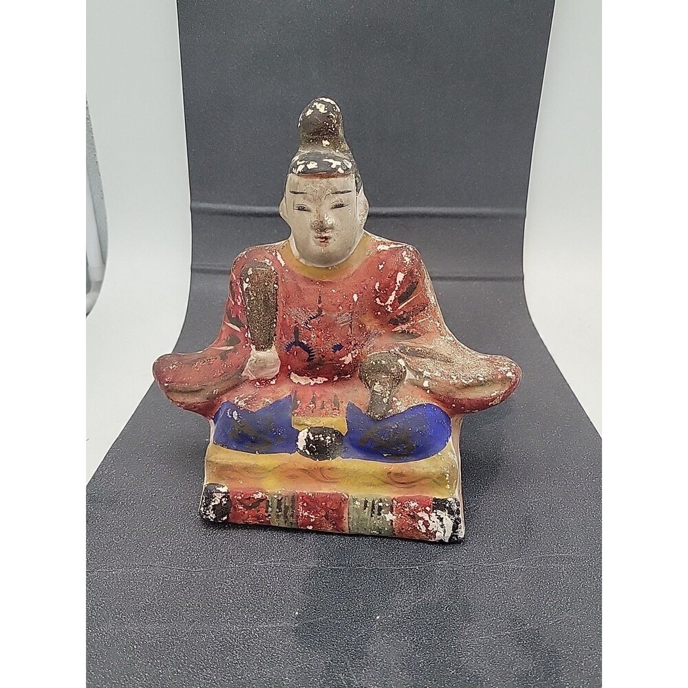Vtg Japanese SHOGUN Emperor doll hanamaki? Japan Asia Statue Estate Sale
